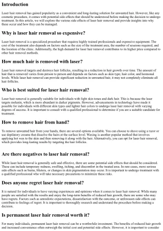 Understanding the Side Effects of Laser Hair Removal