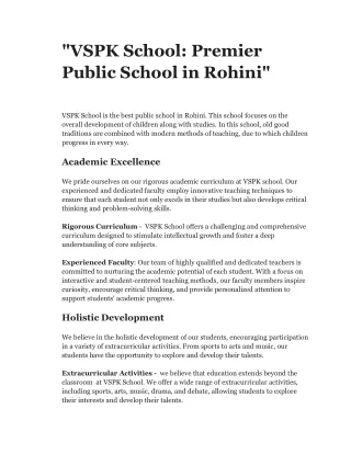 "VSPK School: Premier Public School in Rohini"