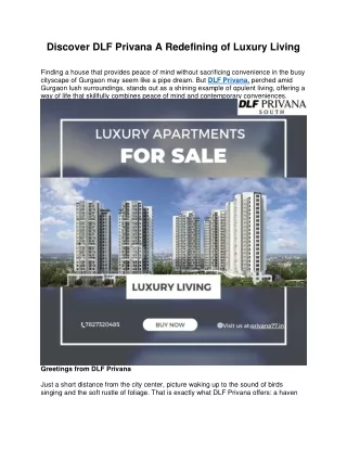 Discover DLF Privana A Redefining of Luxury Living