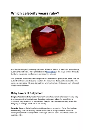 Which celebrity wears ruby