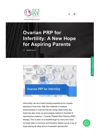 Ovarian PRP for Infertility: A New Hope for Aspiring Parents