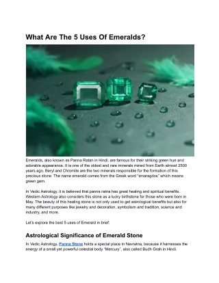 What Are The 5 Uses Of Emeralds