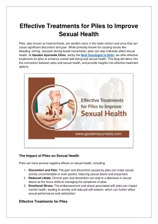 Effective Treatments for Piles to Improve Sexual Health