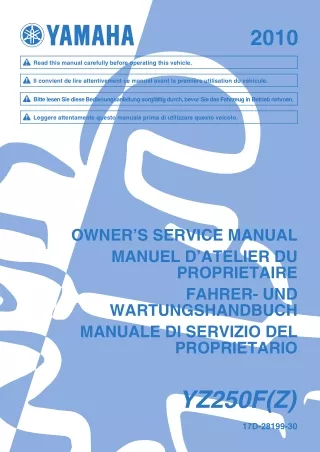 2010 Yamaha YZ250F(Z) Service Repair Manual