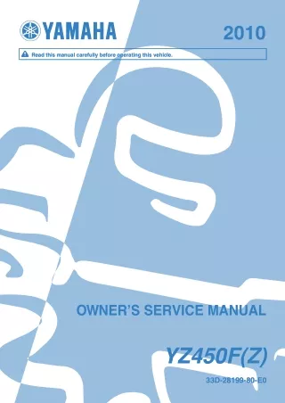 2010 Yamaha YZ450FZL Service Repair Manual