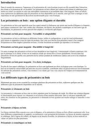 Les présentoirs en bois comme élément de décoration incontournable pour votre bo