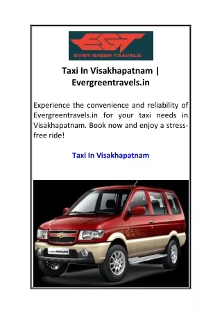 Taxi In Visakhapatnam  Evergreentravels.in