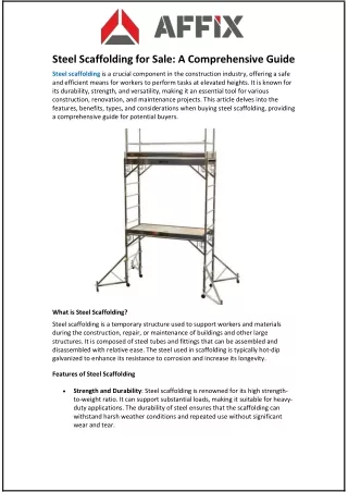 Steel Scaffolding for Sale: A Comprehensive Guide
