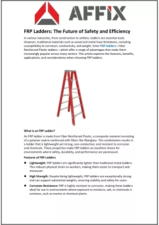 FRP Ladders: The Future of Safety and Efficiency