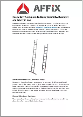 Heavy Duty Aluminium Ladders: Versatility, Durability, and Safety in One