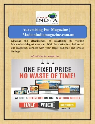 Advertising For Magazine | Madeinindiamagazine.com.au