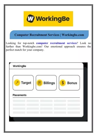Computer Recruitment Services Workingbe.com