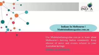 Indians In Melbourne  Madeinindiamagazine.com.au