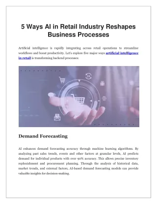 5 Ways AI in Retail Industry Reshapes Business Processes