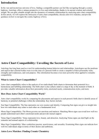 Astro Charts Compatibility - Navigating Love’s Cosmic Highway