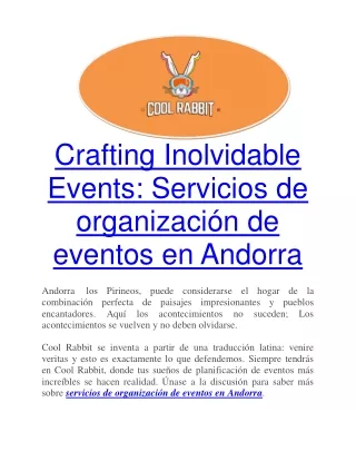 Crafting Inolvidable Events Servicios de organización de eventos en Andorra