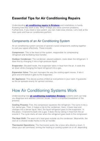 Essential Tips for Air Conditioning Repairs