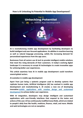 How is AI Unlocking Its Potential In Mobile App Development