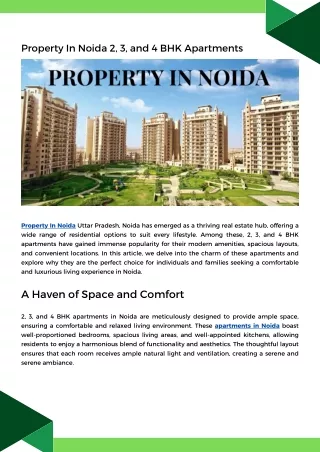 Property in Noida 2, 3, and 4 BHK Apartments