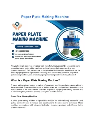 Paper Plate Making Machine