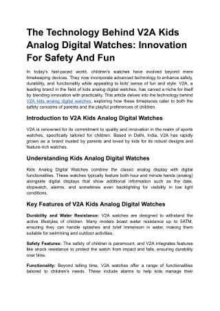 The Technology Behind V2A Kids Analog Digital Watches_ Innovation for Safety and Fun