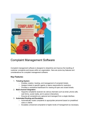 Complaint Management Software
