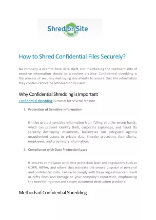 How to Shred Confidential Files Securely - Shred on Site