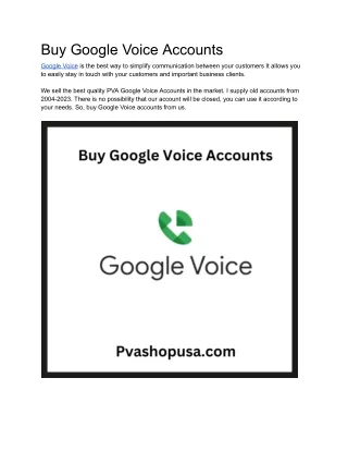 Buy Google Voice Accounts For Sale In This Year 2024
