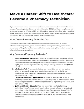 Make a Career Shift to Healthcare_ Become a Pharmacy Technician
