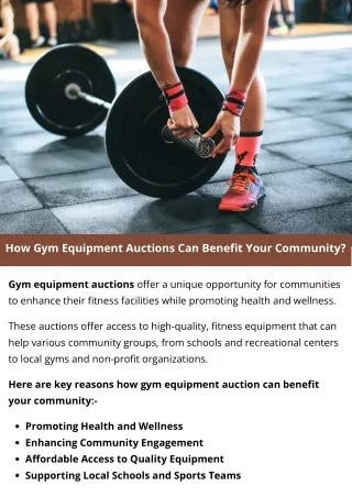 How Gym Equipment Auctions Can Benefit Your Community?