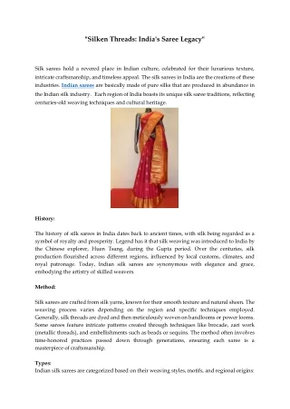 "Silken Threads: India's Saree Legacy"