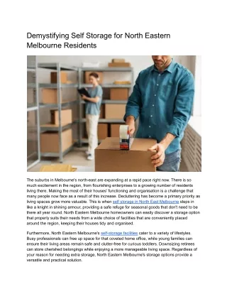 Demystifying Self Storage for North Eastern Melbourne Residents