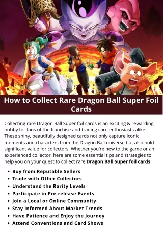 How to Collect Rare Dragon Ball Super Foil Cards