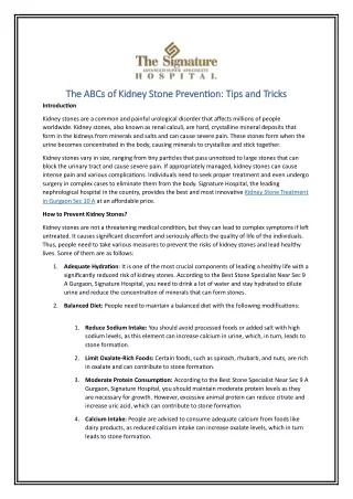 The ABCs of Kidney Stone Prevention Tips and Tricks