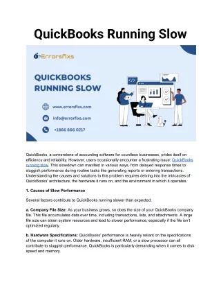 QuickBooks Running Slow