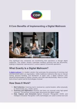 8 Core Benefits of Implementing a Digital Mailroom