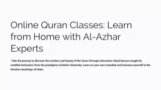 Online Quran Classes: Learn from Home with Al-Azhar Experts