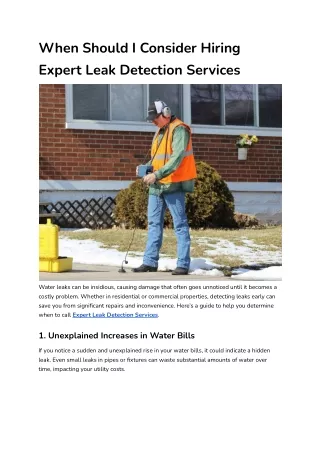 When Should I Consider Hiring Expert Leak Detection Services