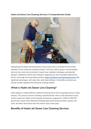 Hydro Jet Sewer Line Cleaning Services_ A Comprehensive Guide