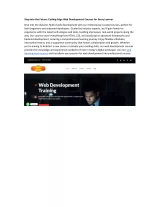 Step Into the Future: Cutting-Edge Web Development Courses for Every Learner
