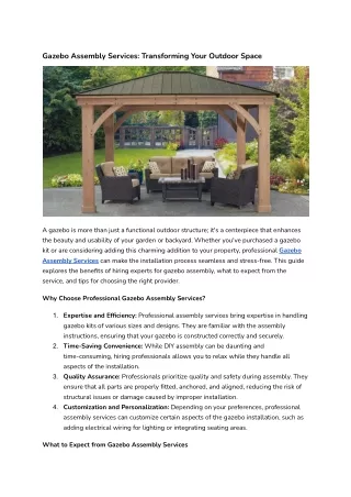 Gazebo Assembly Services Transforming Your Outdoor Space