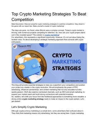 Top Crypto Marketing Strategies To Beat Competition