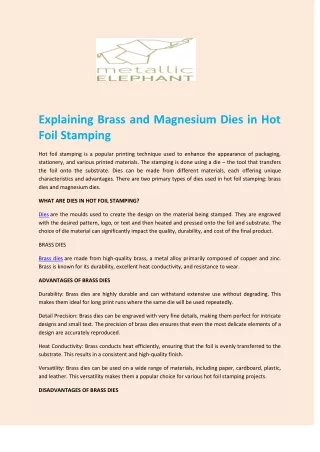 Explaining Brass and Magnesium Dies in Hot Foil Stamping - Metallic Elephant