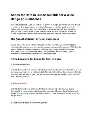 Shops for Rent in Dubai_ Suitable for a Wide Range of Businesses