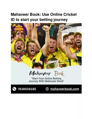 Mahaveer Book_ Use Online Cricket ID to start your betting journey