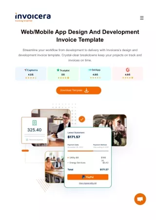 WebMobile App Design And Development Invoice Template