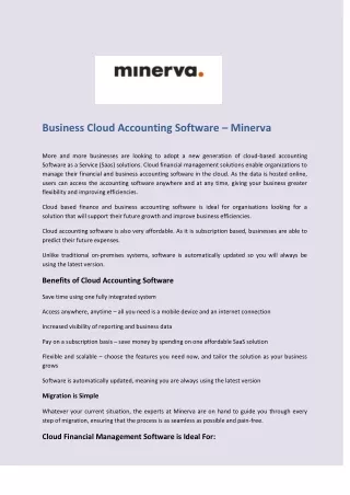 Business Cloud Accounting Software – Minerva