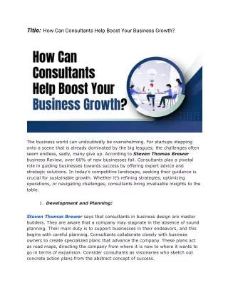 How Can Consultants Help Boost Your Business Growth