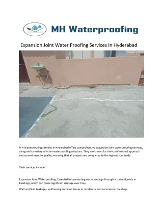 Expansion Joint WaterProofing Services In Hyderabad