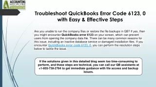 Simple solution QuickBooks Error Code 6123, 0